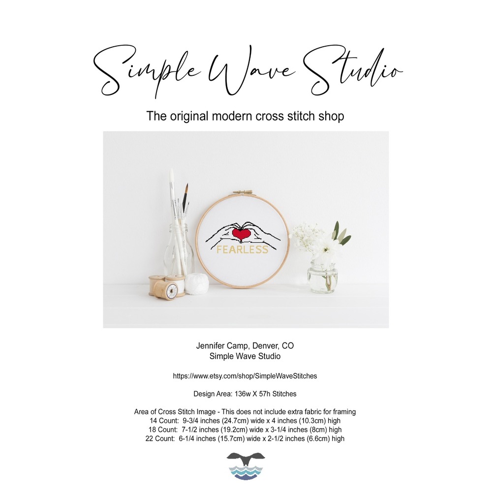 Taylor Swift Fearless Heart‎ Hand Counted Cross Stitch Pattern Chart